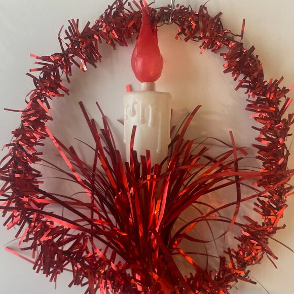 Vintage Tinsel Wreath and Reflectors - Picture 2 of 3